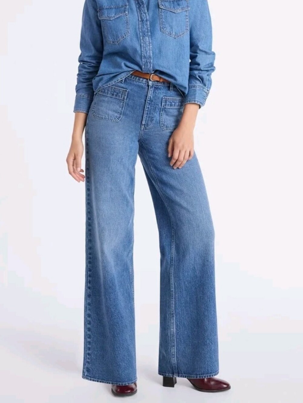 Free Assembly Women's and Women's Plus Wide Leg Jeans with Patch Pockets Size 0